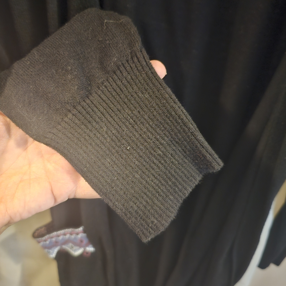 Black Cardigan with Patterned Accents - Picture 6 of 7